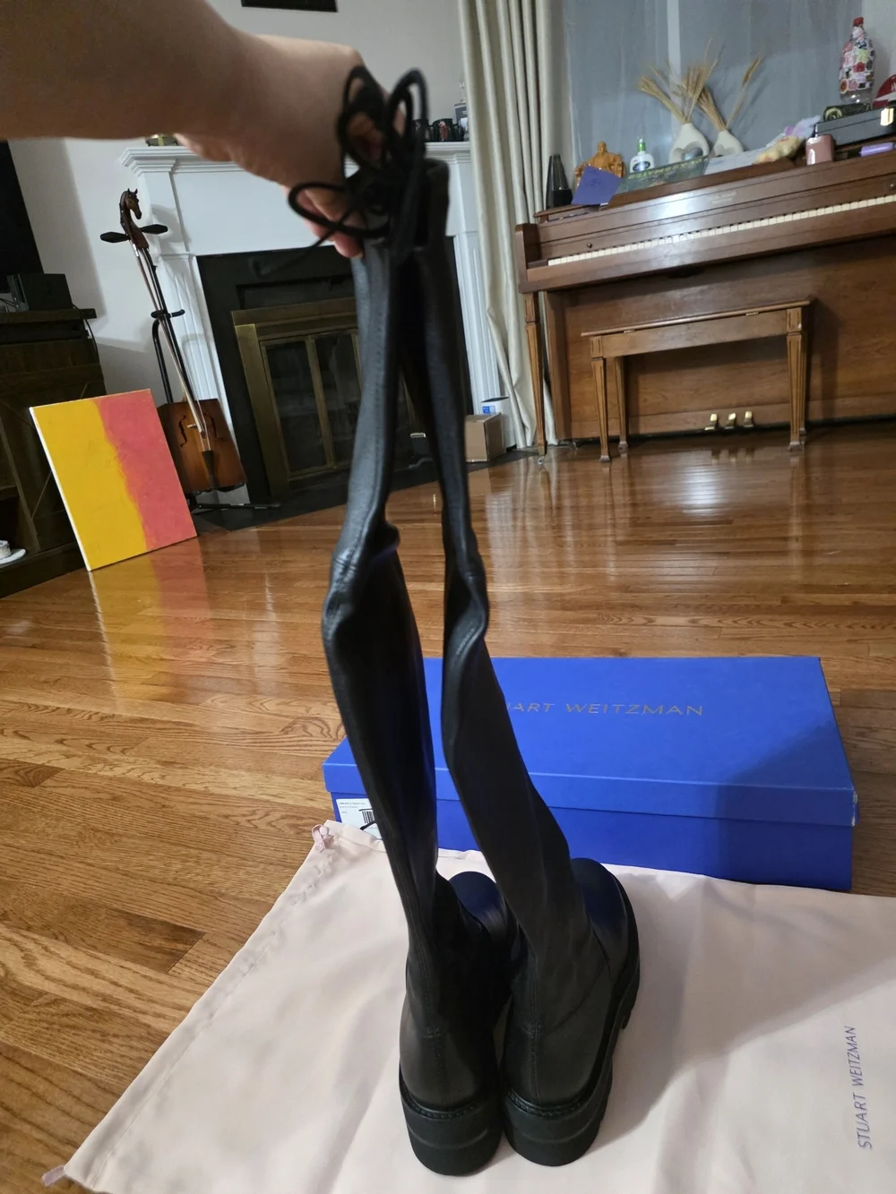 Stuart Weitzman Black Over-the-Knee Leather Boots
